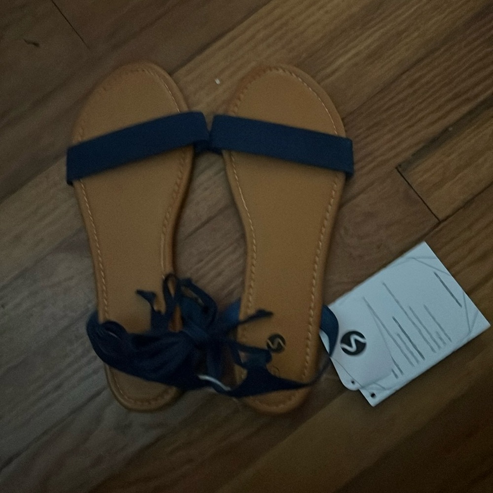 NWT Rekayla  Womens Sandals Lace Up Strappy Faux Suede Navy Blue